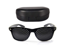 Rockoshop Lazy Spectacles Pinhole Vision Correction Glasses Eyesight Improvement For Men/Women/Kids with Hard Case (Black)
